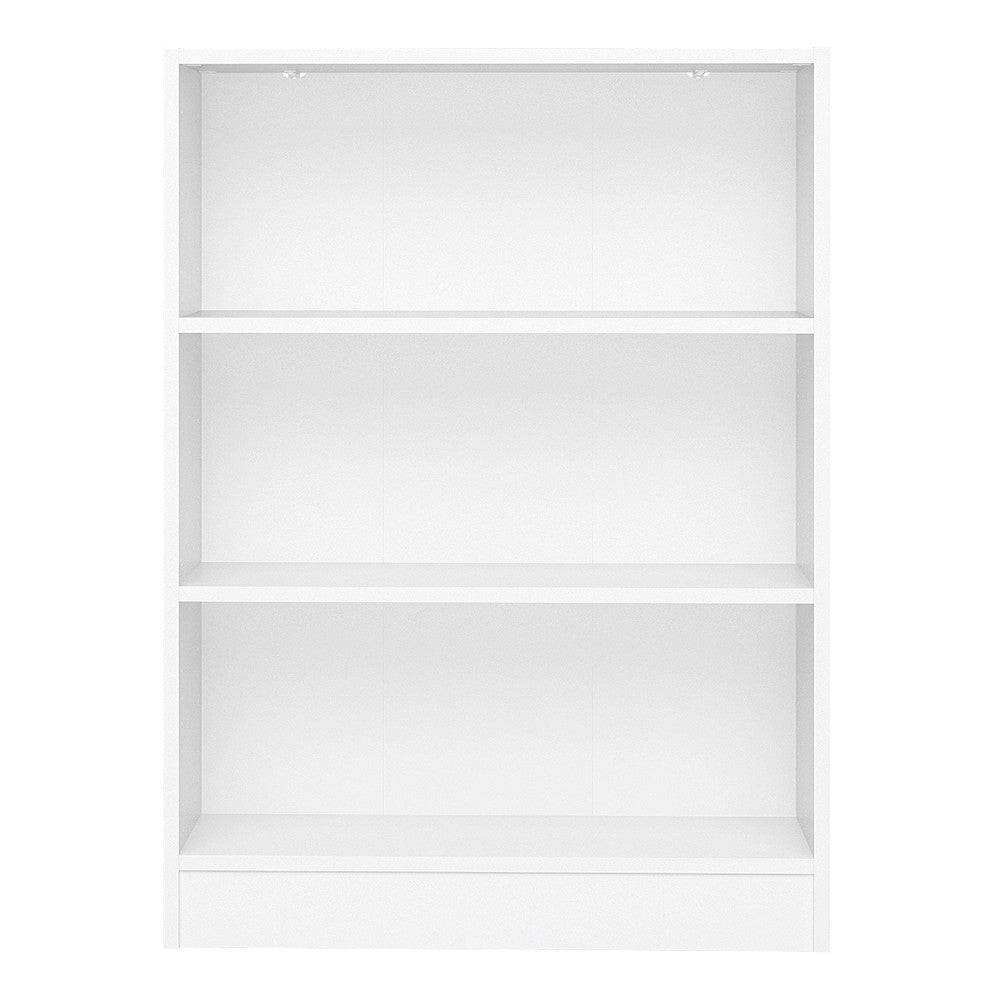 Basic Low Wide Bookcase (2 Shelves) In White - Price Crash Furniture