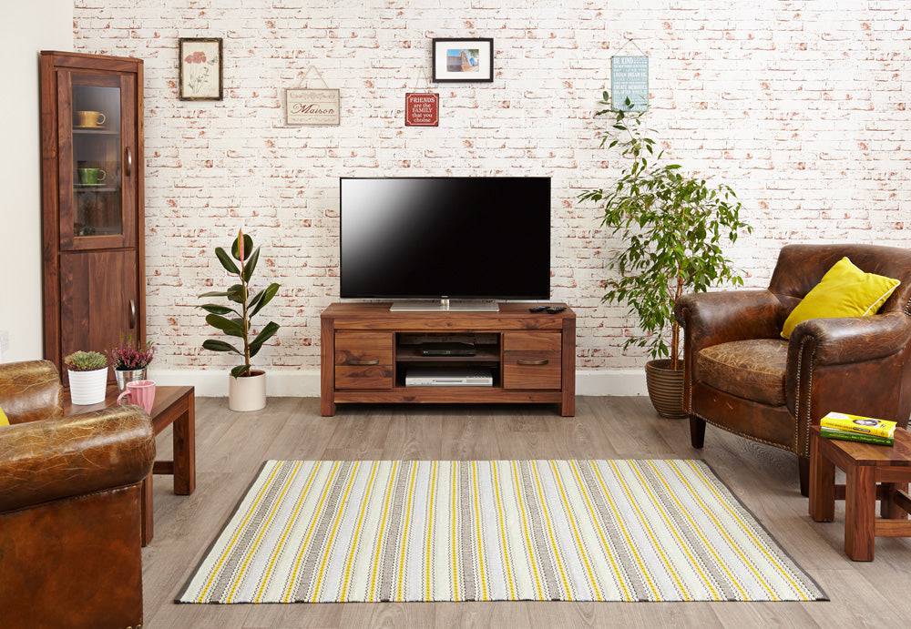 Baumhaus Mayan Walnut Low Widescreen Television Cabinet - Price Crash Furniture