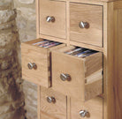 Baumhaus Mobel Oak Multi-Drawer DVD / CD Storage Chest - Price Crash Furniture