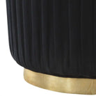 Black Cotton Velvet Pleated Footstool With Gold Base - Price Crash Furniture
