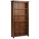 Boston Tall 5 Shelf Open Bookcase In Dark Stained Wood - Price Crash Furniture