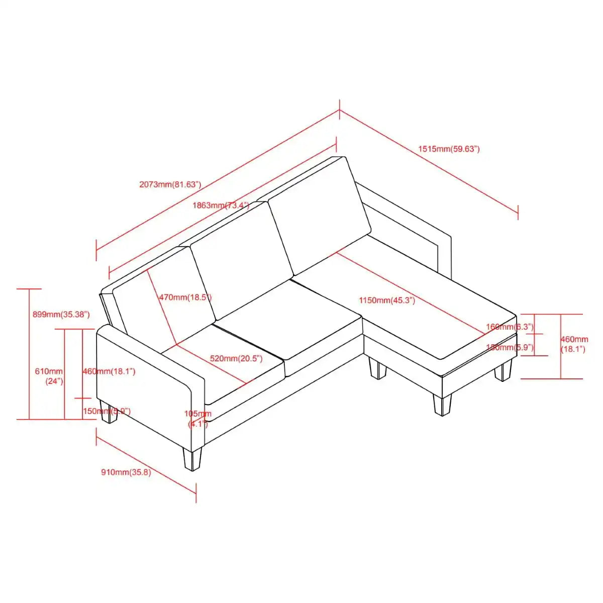 Bowen Corner L Shape Sofa with Contrast Welting in Blue Chenile by Dorel - Price Crash Furniture