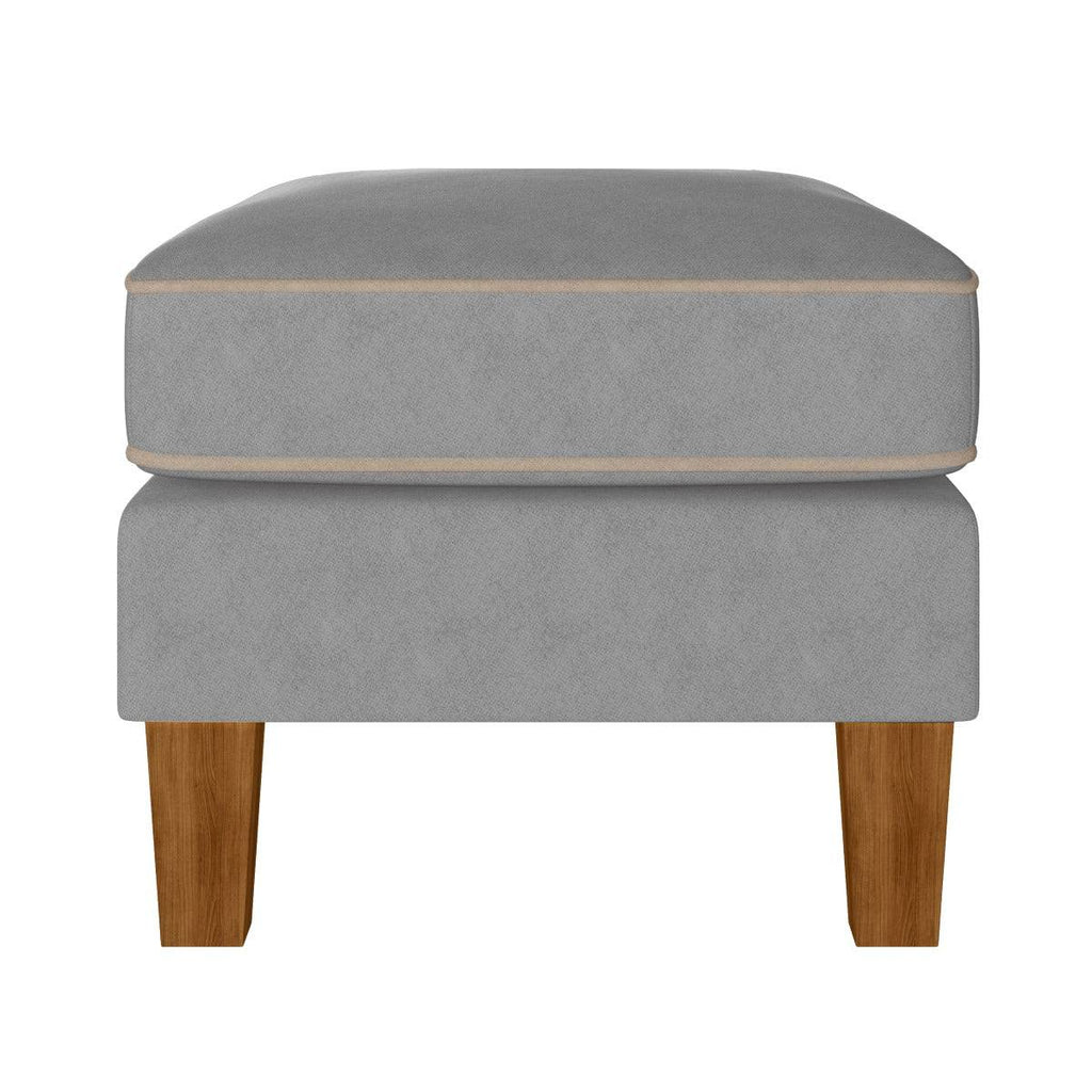 Bowen Ottoman Footstool with Contrast Welting in Grey Chenile by Dorel - Price Crash Furniture