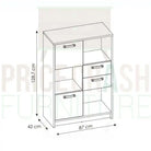 Brooklyn Low Bookcase with 2 Doors and 2 Drawers in Walnut and Grey - Price Crash Furniture