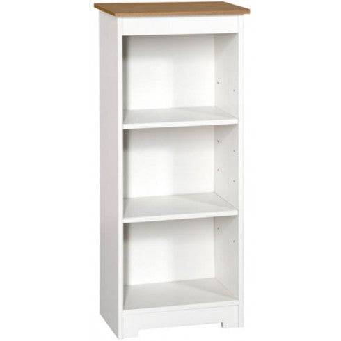 Core Colorado White & Oak Low Narrow Bookcase - Price Crash Furniture
