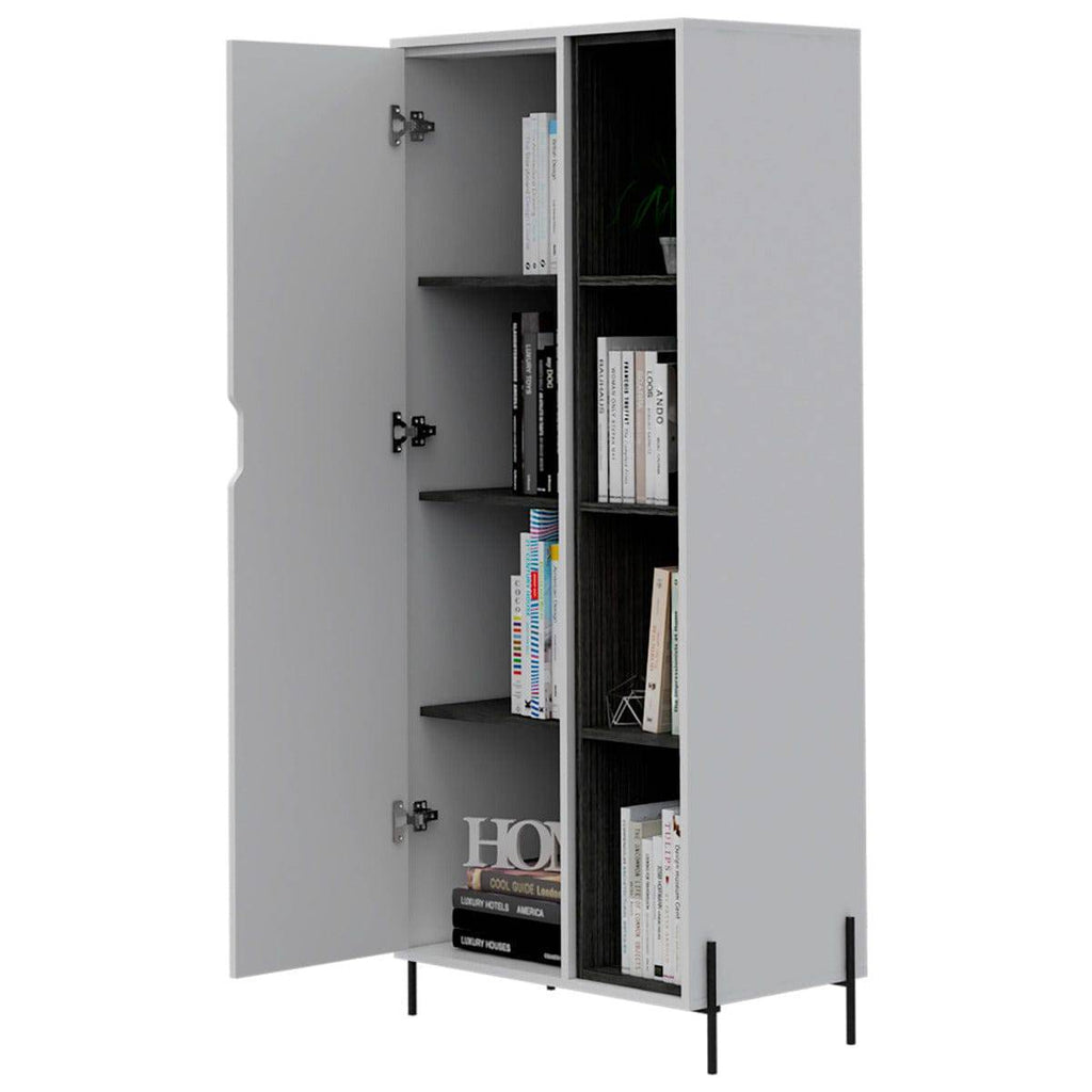 Core Dallas Bookcase Display Unit in White & Carbon Grey Oak Effect - Price Crash Furniture