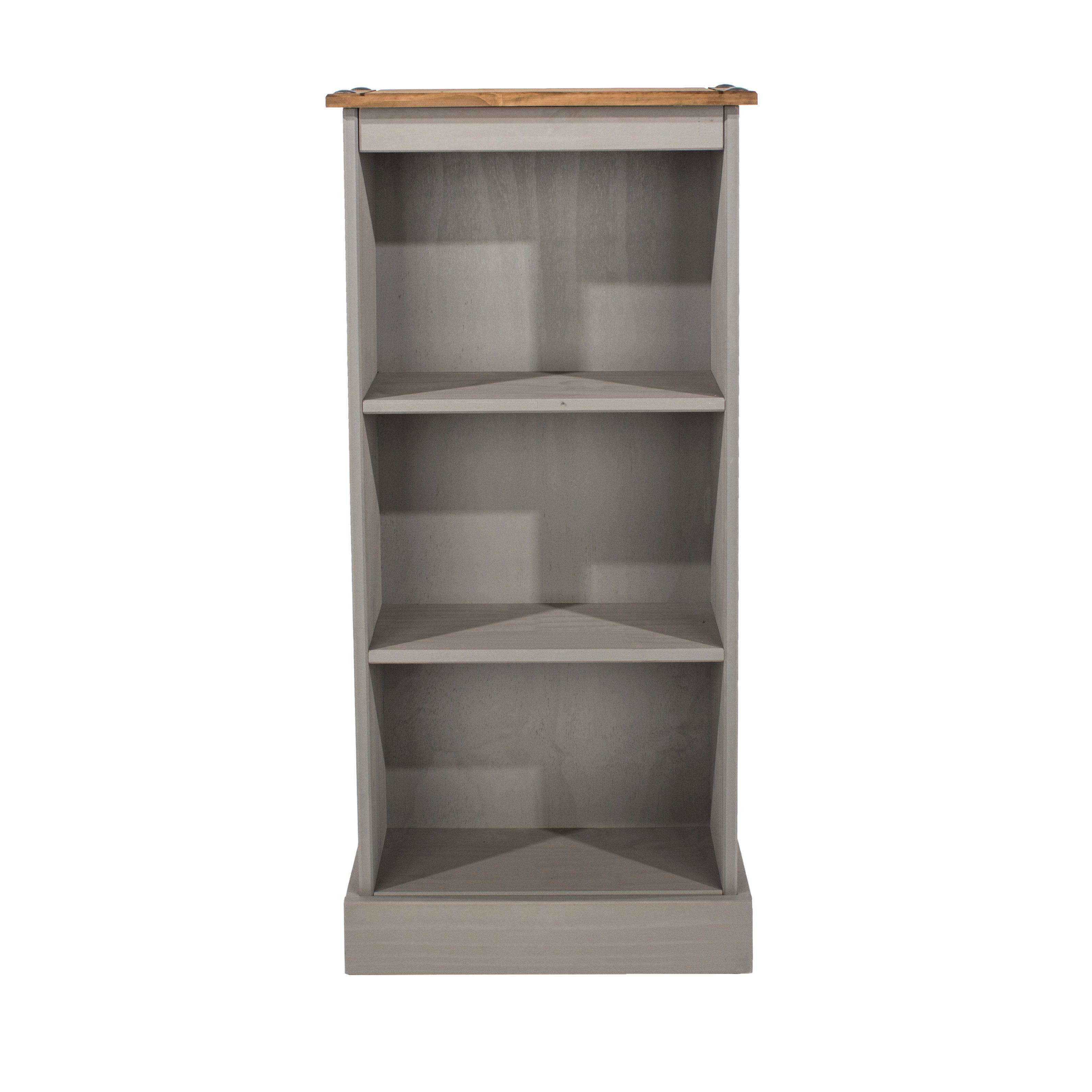 Core Products Corona Pine Grey Wax Low Narrow Bookcase - Price Crash Furniture