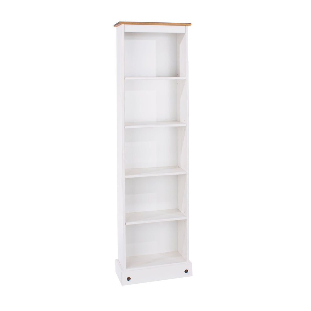 Corona White Tall Narrow Bookcase Shelf Unit - Price Crash Furniture