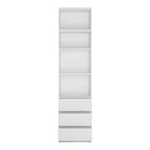 Fribo Tall Narrow 3 Drawer Bookcase Shelving Unit in Alpine White - Price Crash Furniture