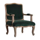 Green Velvet French Style Chair - Price Crash Furniture
