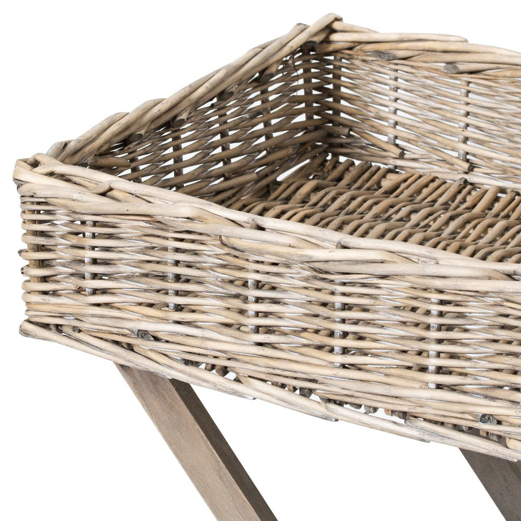 Grey Wash Wicker Basket Butler Tray - Price Crash Furniture