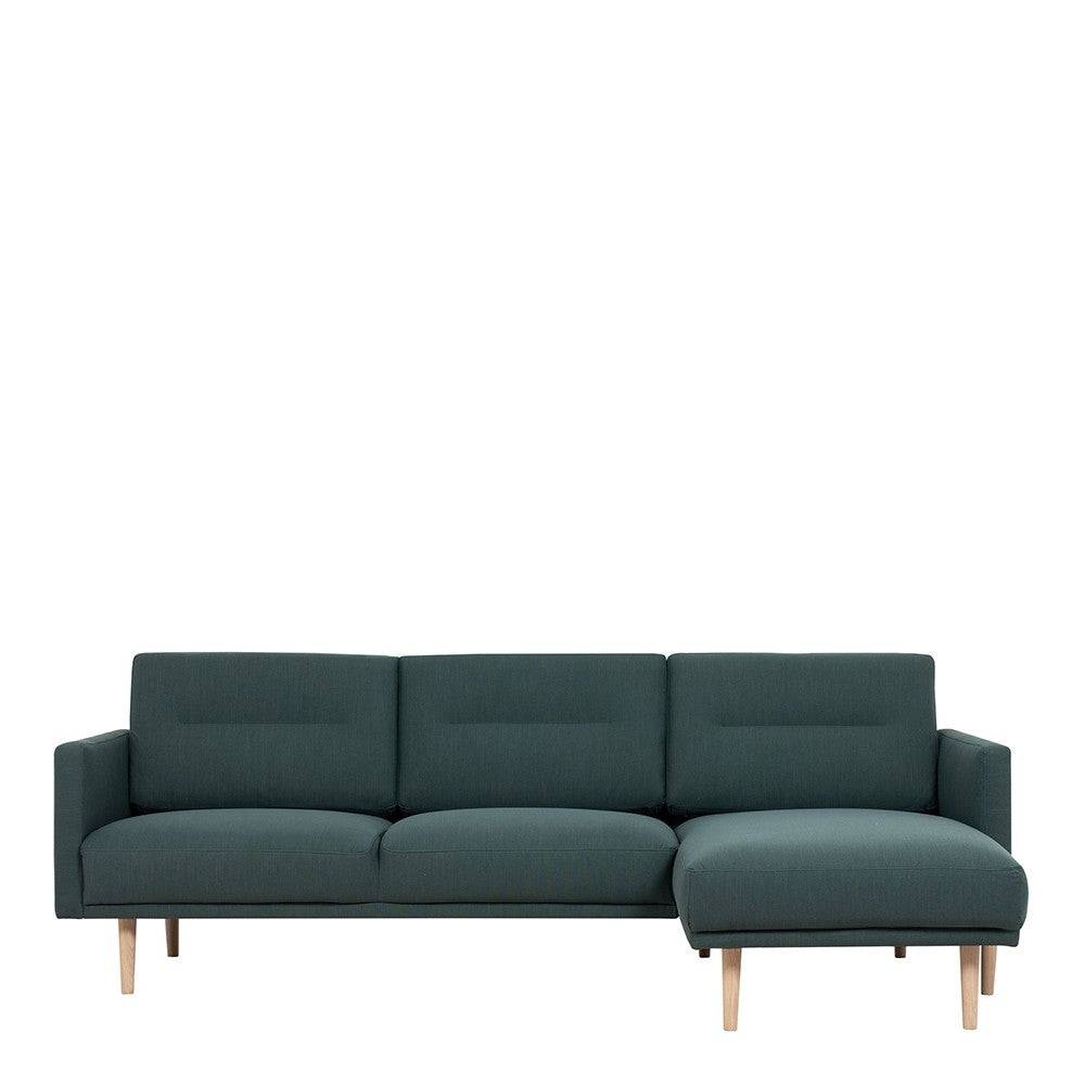 Larvik Chaiselongue Sofa (RH) - Dark Green, Oak Legs - Price Crash Furniture