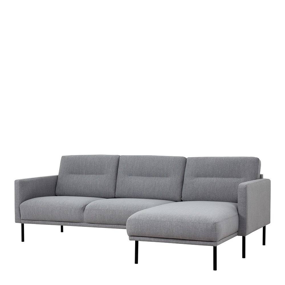 Larvik Chaiselongue Sofa (RH) - Grey, Black Legs - Price Crash Furniture