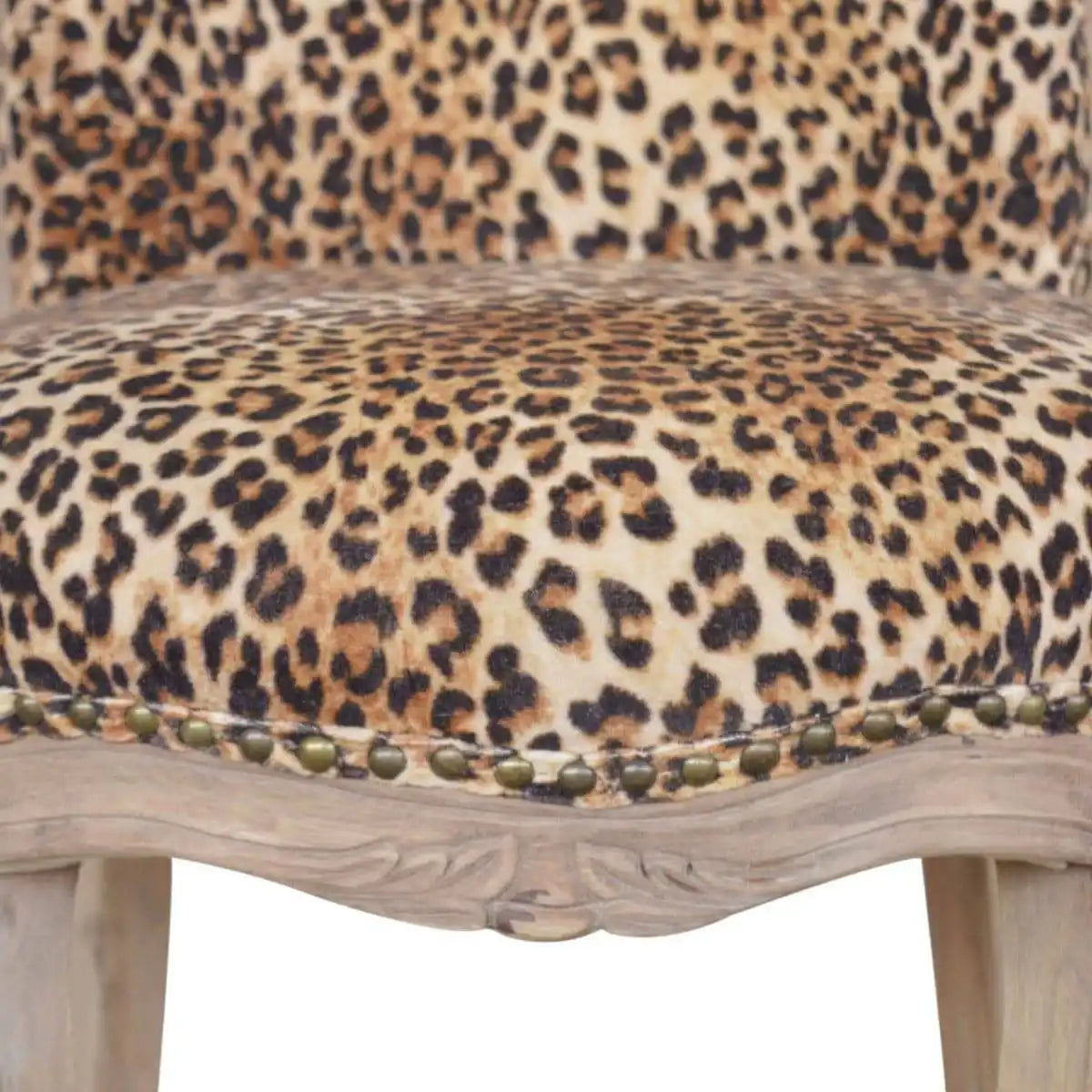 Leopard Print Studded Chair With Cabriole Legs - Price Crash Furniture