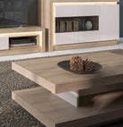 Lyon Coffee Table - Riviera Oak/White High Gloss - Price Crash Furniture