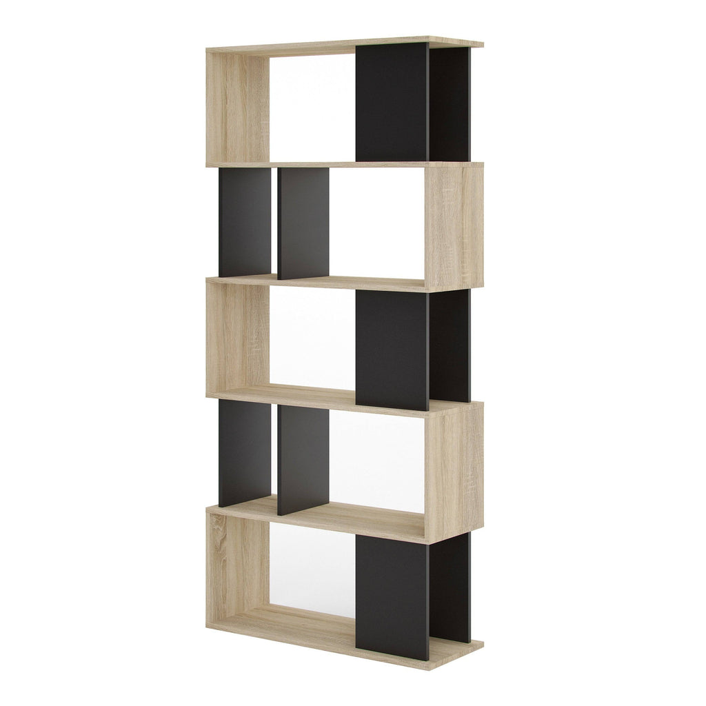 Maze Open Bookcase 4 Shelves In Oak And Black - Price Crash Furniture