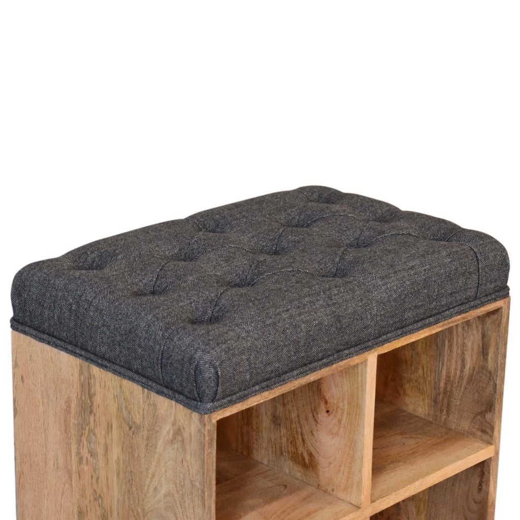 Mini Black Shoe Storage Footstool by Artisan Furniture - Price Crash Furniture