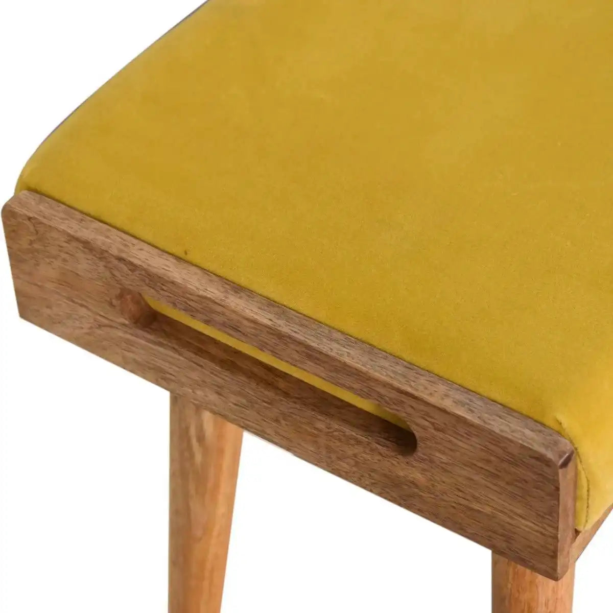 Mustard Velvet Tray Style Footstool - Price Crash Furniture
