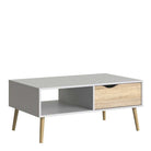 Oslo Coffee Table 1 Drawer 1 Shelf in White and Oak - Price Crash Furniture