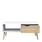 Oslo Coffee Table 1 Drawer 1 Shelf in White and Oak - Price Crash Furniture
