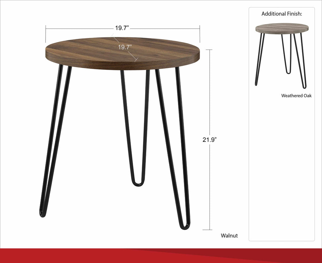 Owen Round End Table - Walnut - Price Crash Furniture