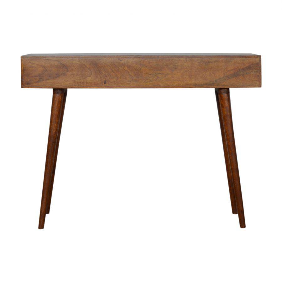 Patchwork Pattern 3 Drawer Console Table in Chestnut-effect Mango Wood - Price Crash Furniture