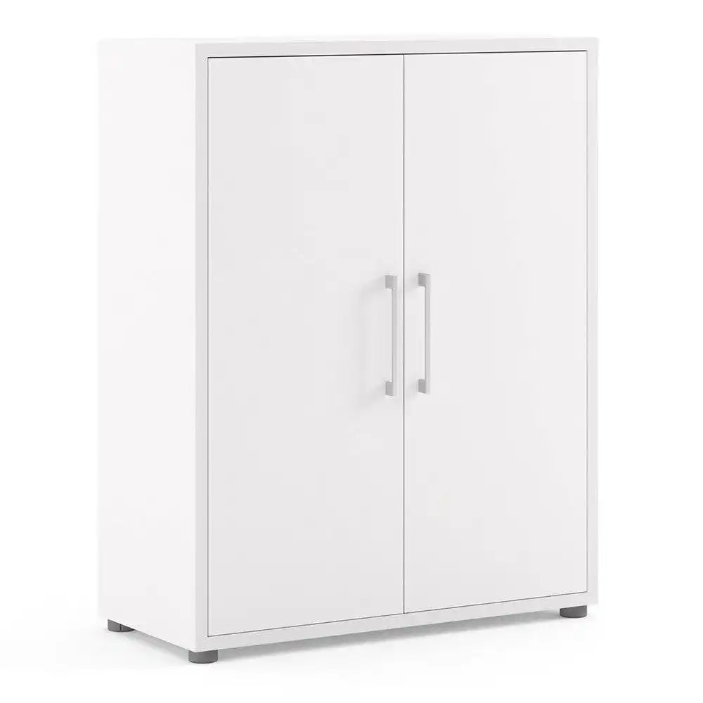 Prima Bookcase 2 Shelves with 2 Doors in White - Price Crash Furniture