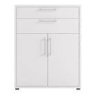 Prima Bookcase 2 Shelves with 2 Drawers and 2 Doors in White - Price Crash Furniture