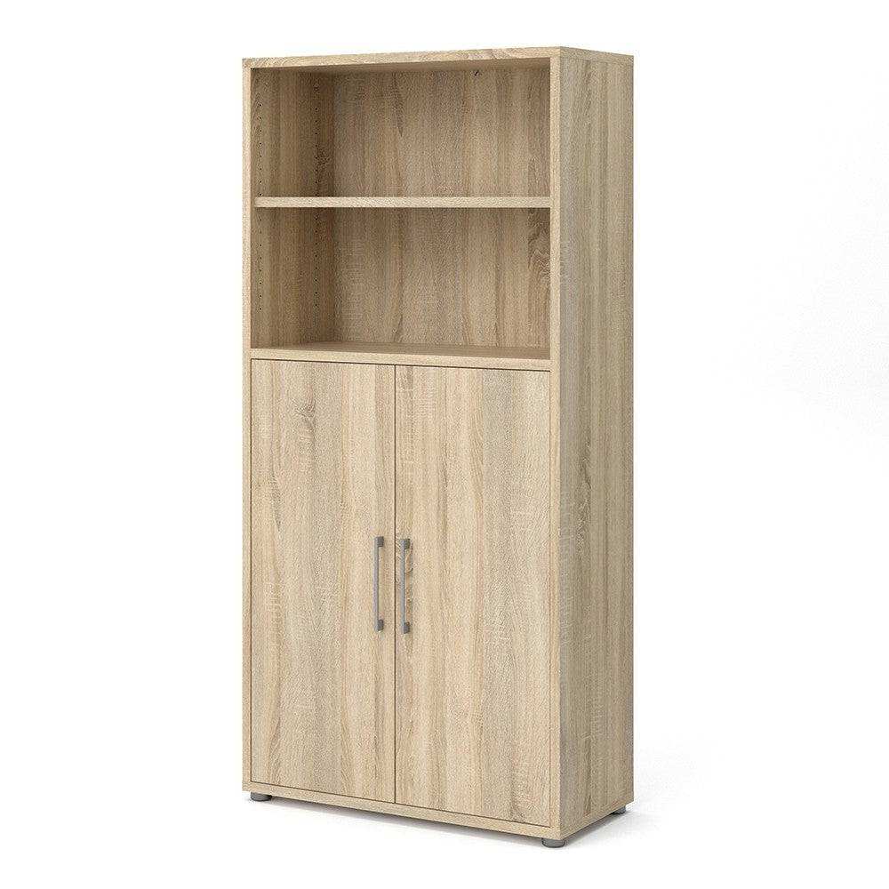 Prima Bookcase Cupboard 4 Shelves with 2 Doors in Oak - Price Crash Furniture