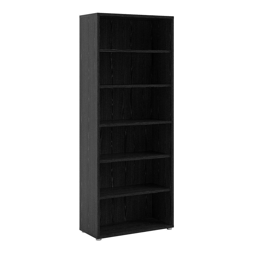 Prima Bookcase Shelving Unit 5 Shelves in Black Woodgrain - Price Crash Furniture
