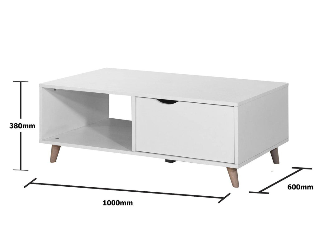 Pulford 2 Drawer Coffee Table in White by TAD - Price Crash Furniture
