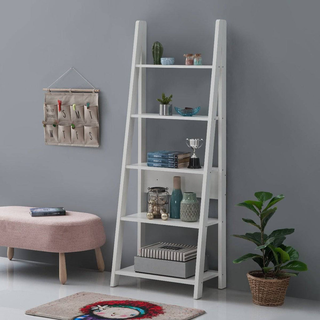 Riva Ladder Bookcase in White by TAD - Price Crash Furniture