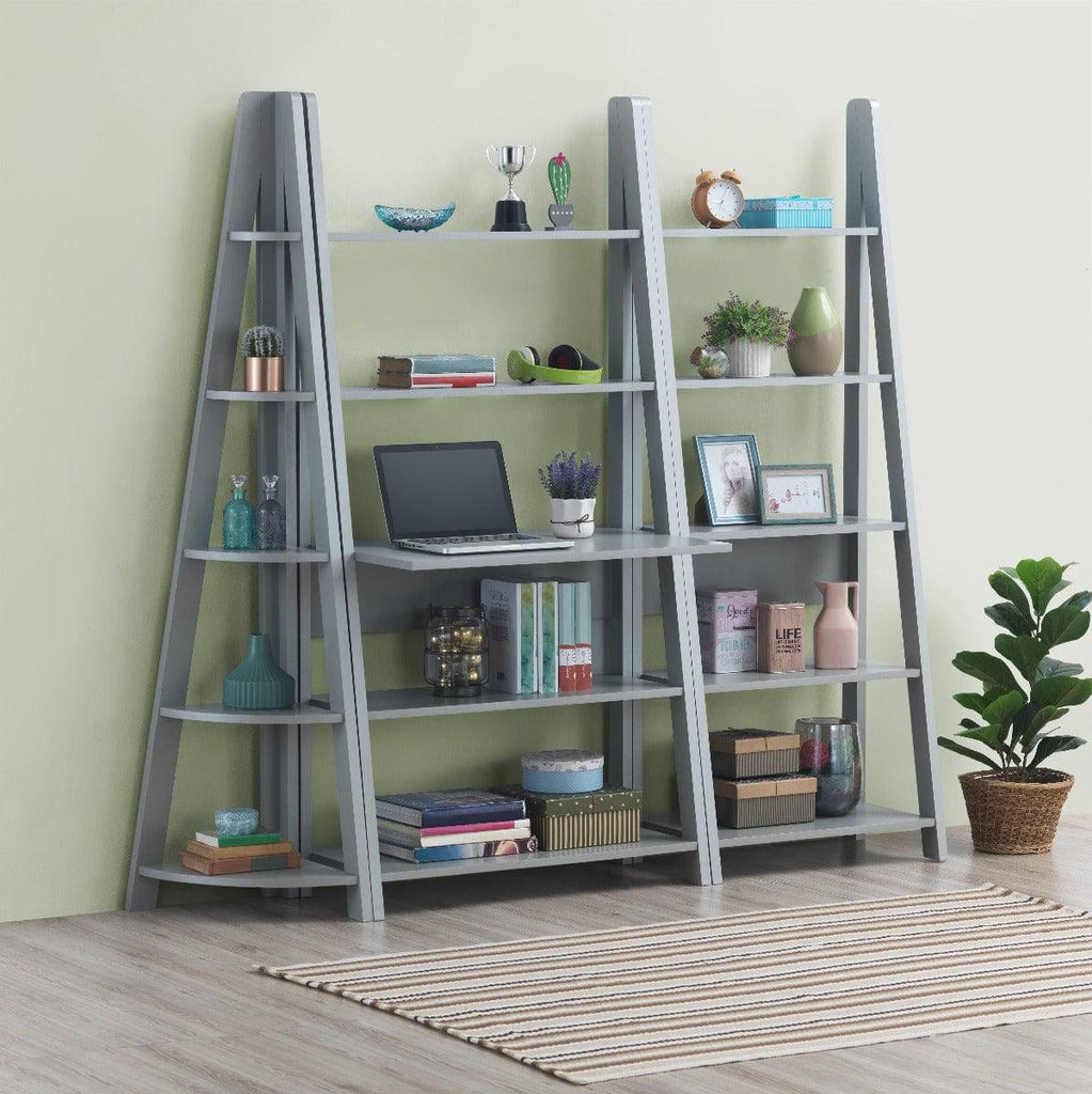 Riva Ladder Corner Bookcase in Light Grey by TAD - Price Crash Furniture