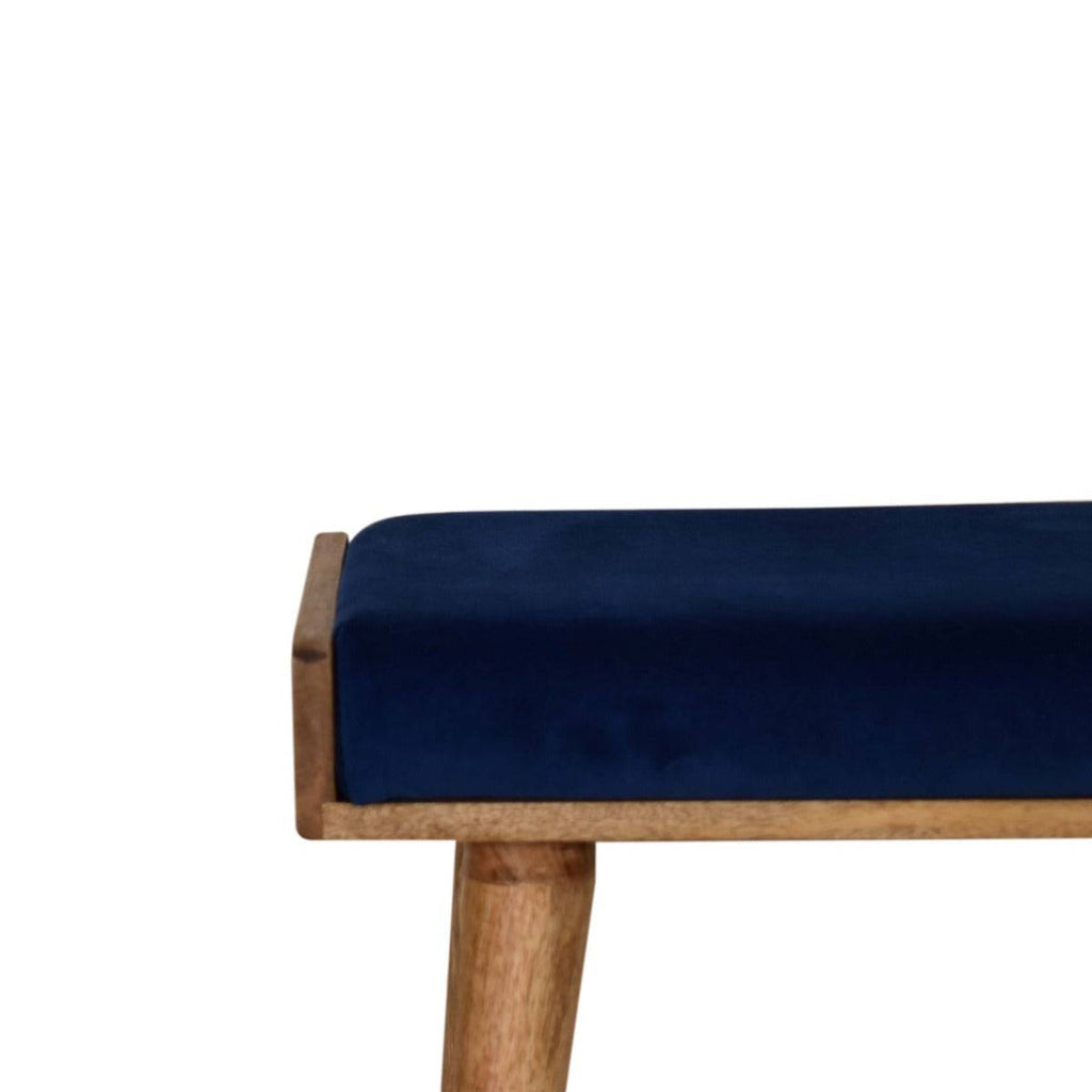 Royal Blue Velvet Tray Style Footstool - Price Crash Furniture