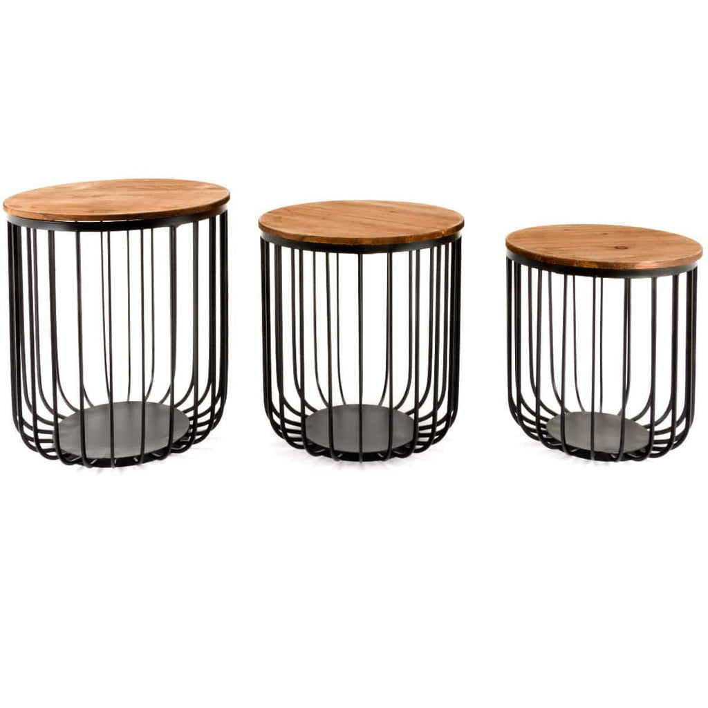 Set Of Three Industrial Side Tables - Price Crash Furniture