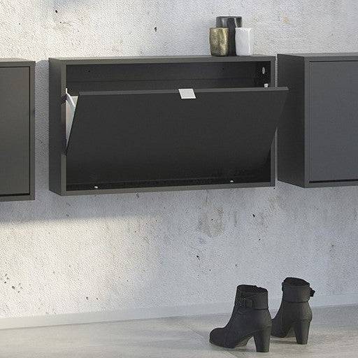 Shoe Cabinet: 1 compartment with 1 layer in Matte Black - Price Crash Furniture