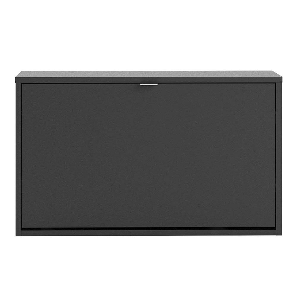 Shoe Cabinet: 1 compartment with 2 layers in Matte Black - Price Crash Furniture