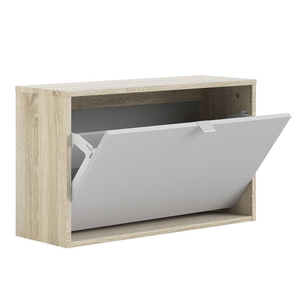 Shoe Cabinet: 1 compartment with 2 layers in Oak & White - Price Crash Furniture