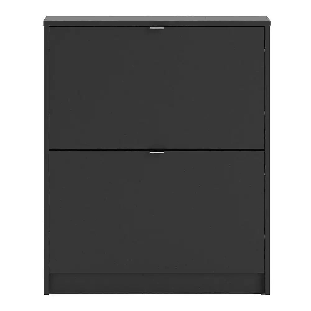 Shoe Cabinet: 2 compartments with 1 layer in Matte Black - Price Crash Furniture