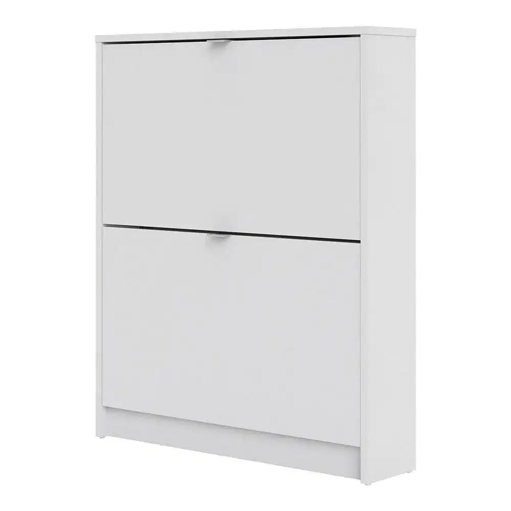 Shoe Cabinet: 2 compartments with 1 layer in White - Price Crash Furniture