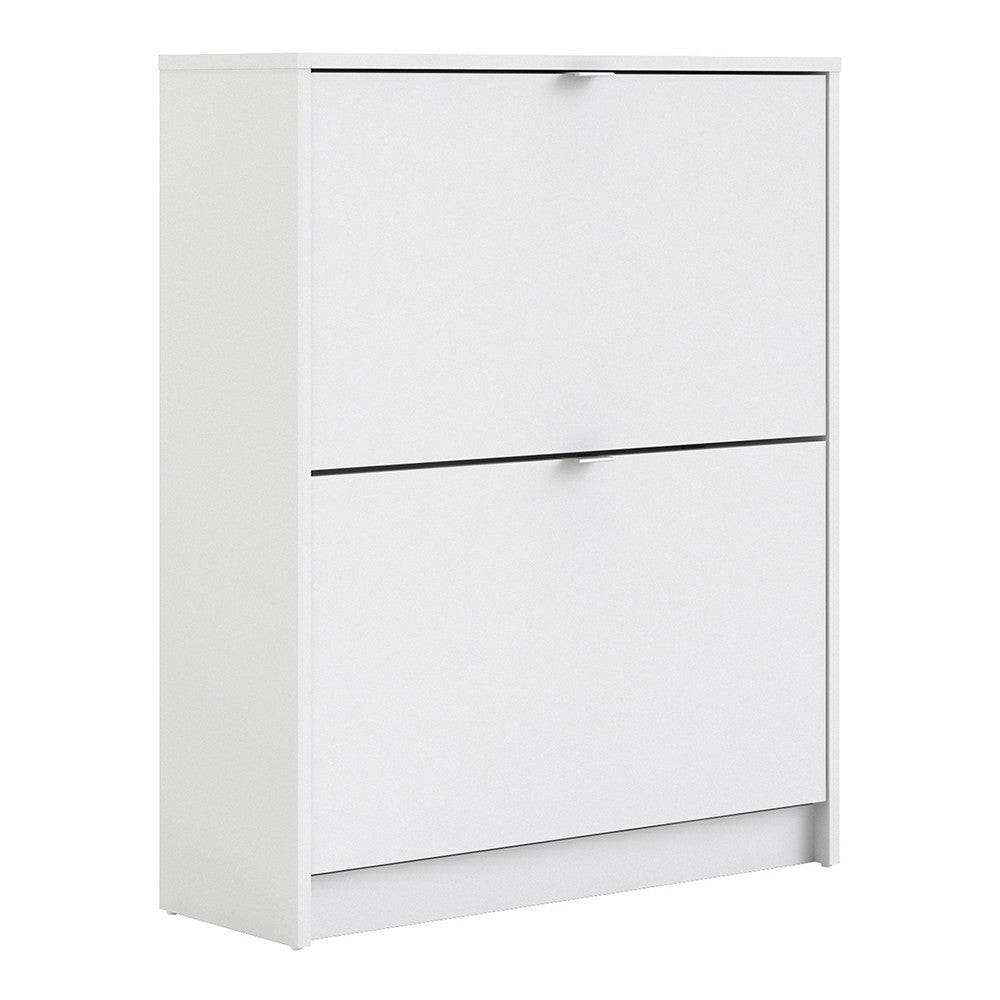 Shoe Cabinet: 2 compartments with 2 layers in Matte Black - Price Crash Furniture