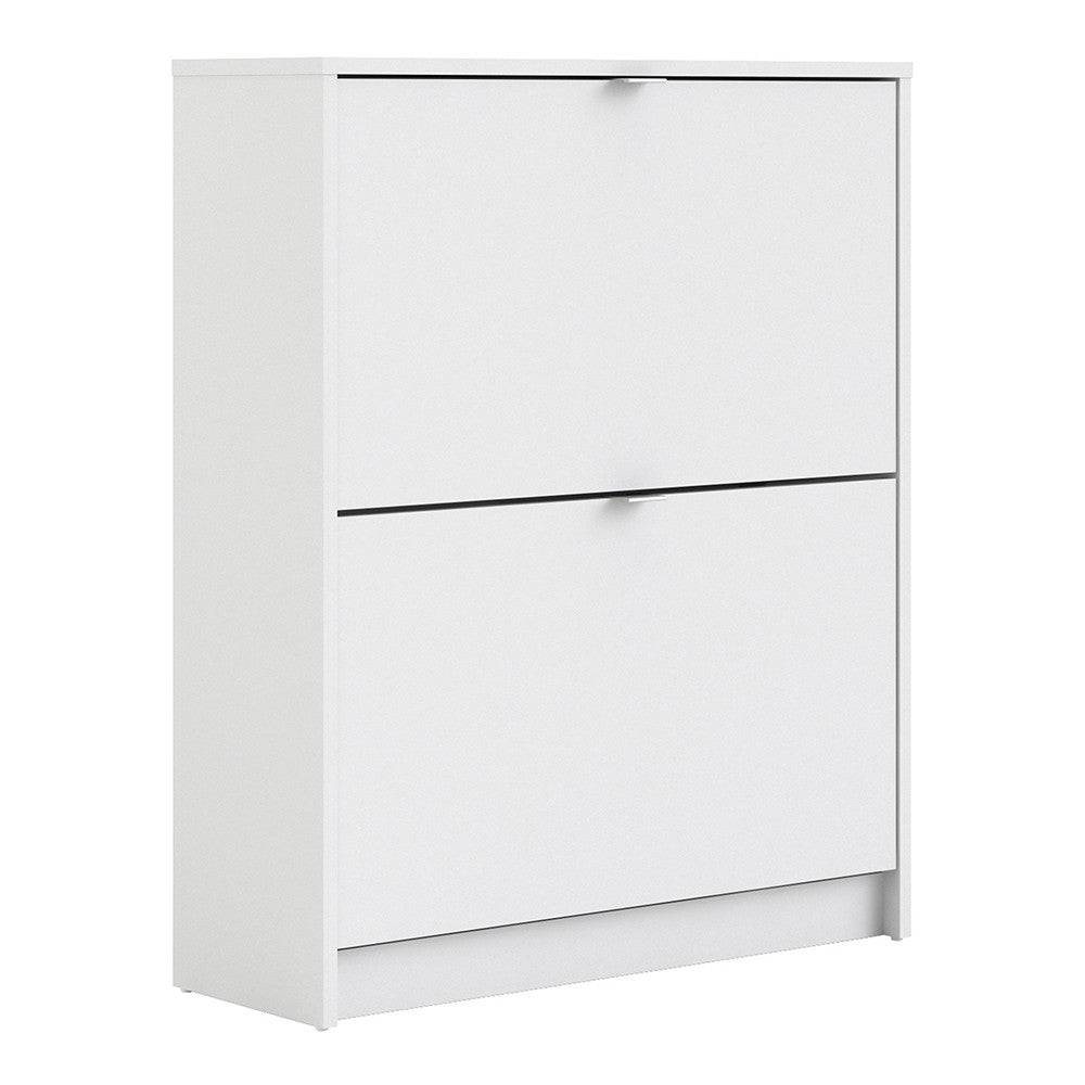 Shoe Cabinet: 2 compartments with 2 layers in Matte Black - Price Crash Furniture