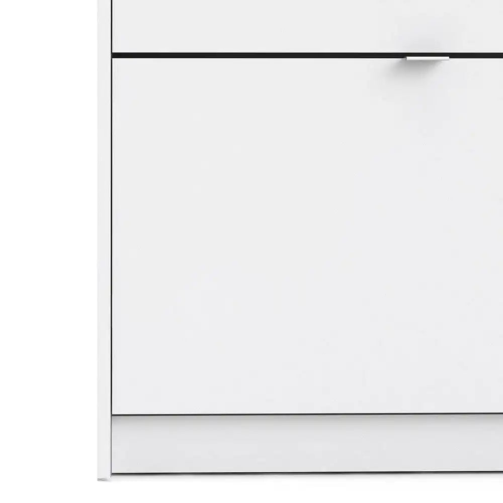 Shoe Cabinet: 2 compartments with 2 layers in Matte Black - Price Crash Furniture