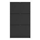 Shoe Cabinet: 3 compartments with 1 layer in Matte Black - Price Crash Furniture