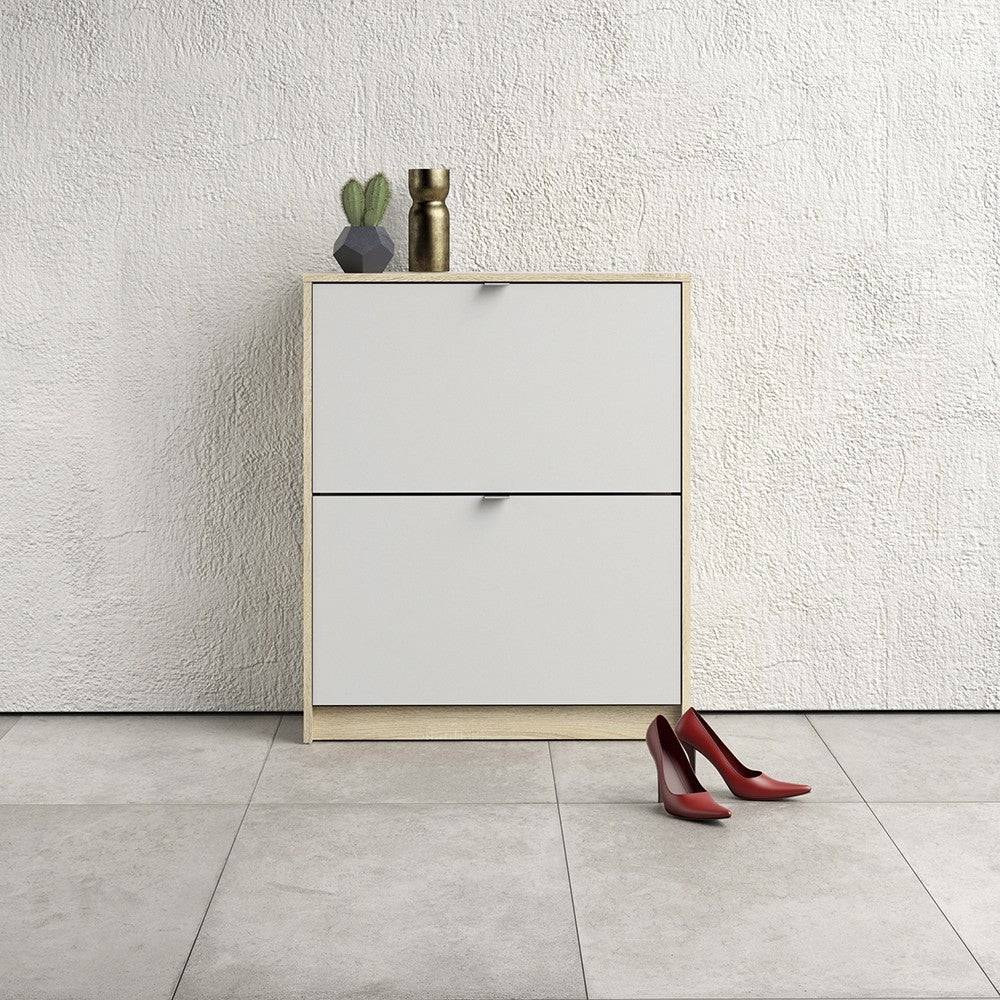 Shoe Cabinet: 3 compartments with 1 layer in White - Price Crash Furniture