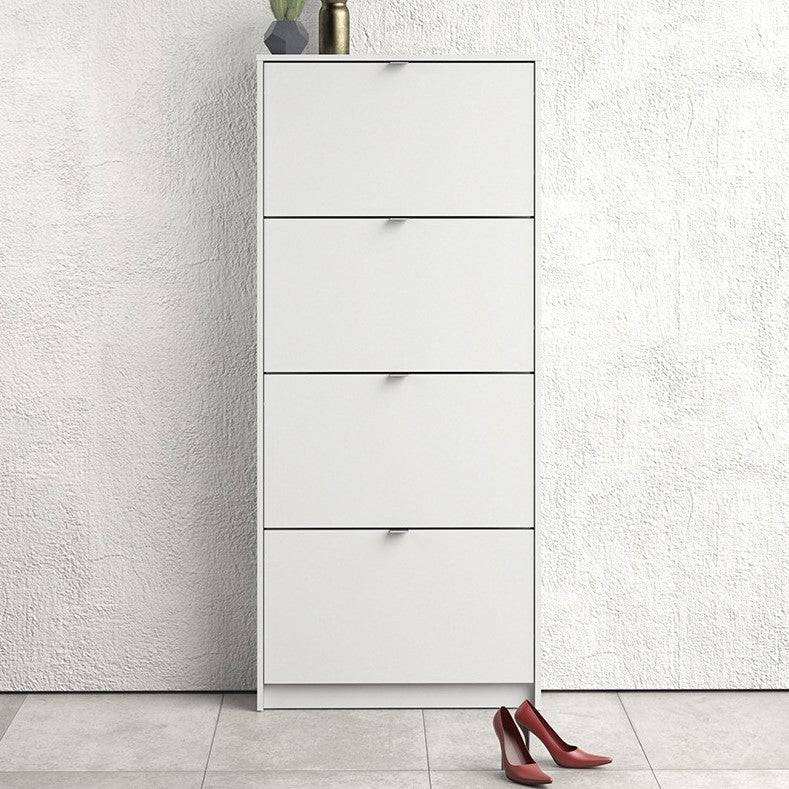 Shoe Cabinet: 3 compartments with 2 layers in Matte Black - Price Crash Furniture