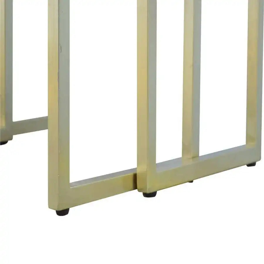 Solid Wood & Iron Gold Base Table Set Of 3 - Price Crash Furniture