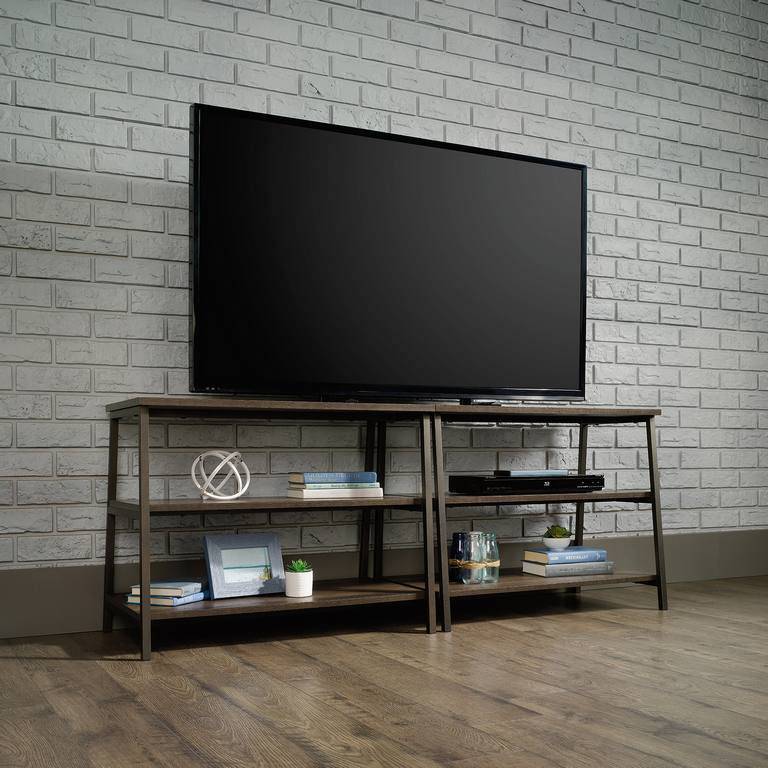 Teknik Industrial Style TV Stand / Trestle Shelf in Smoked Oak - Price Crash Furniture