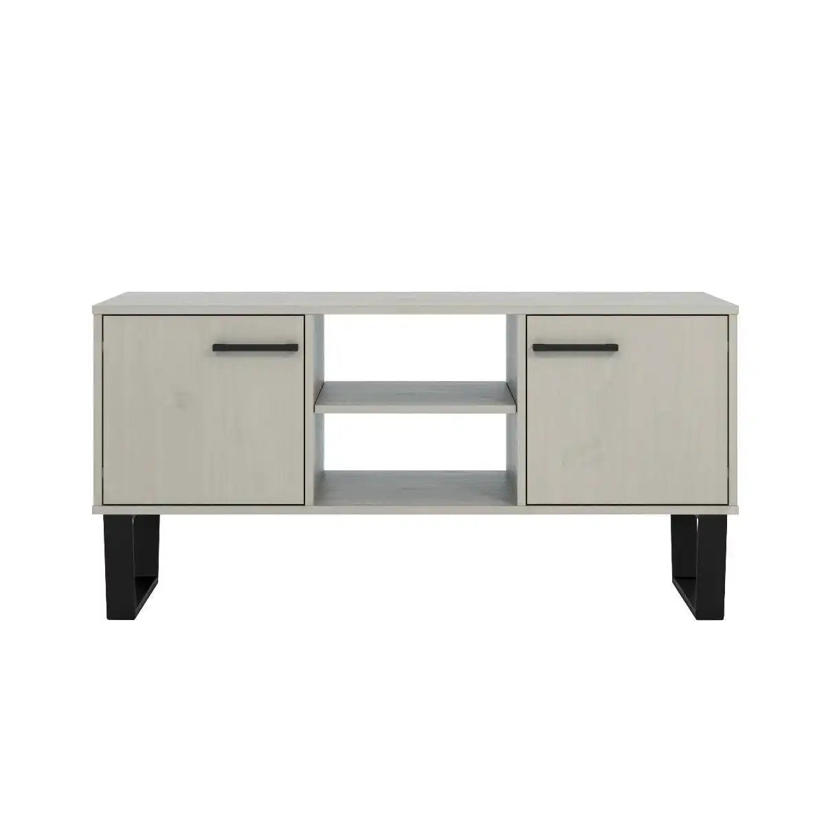 Texas - grey waxed pine industrial style 2 door flat screen TV unit - Price Crash Furniture