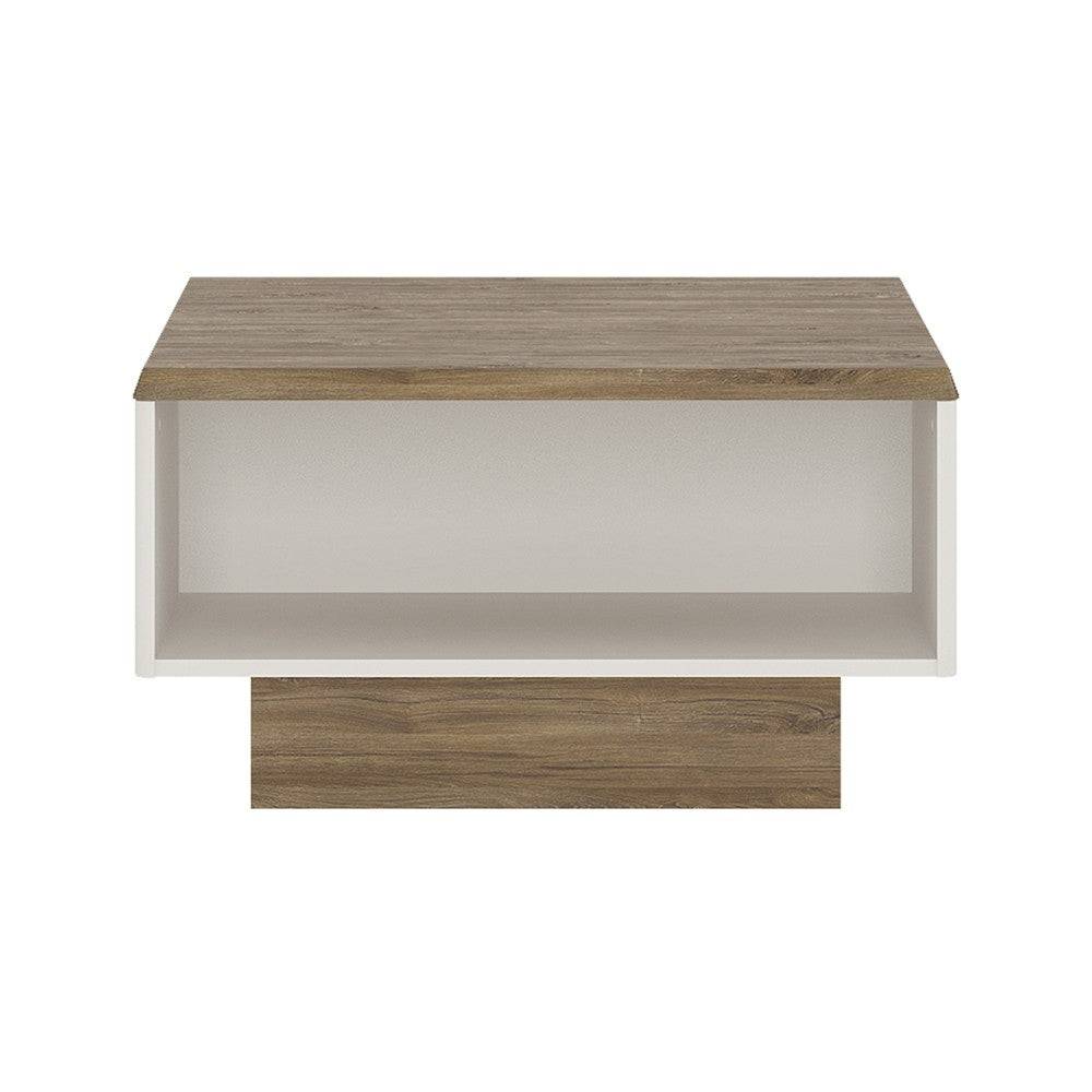 Toledo Square Coffee Table With Shelf In White Gloss & Oak - Price Crash Furniture